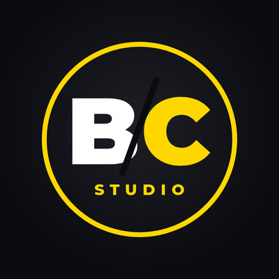 Bench Cut Studio logo: B/C Studio in gold and white